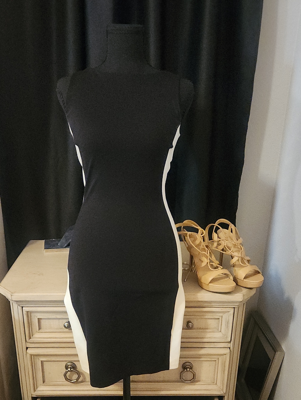 French Connection Black and White Bodycon Dress